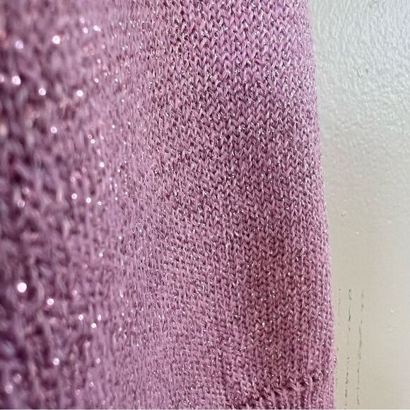 VTG Dressbarn Powder Pink Shimmer Mock Cowl  Sweater SZ XL - Picture 6 of 15
